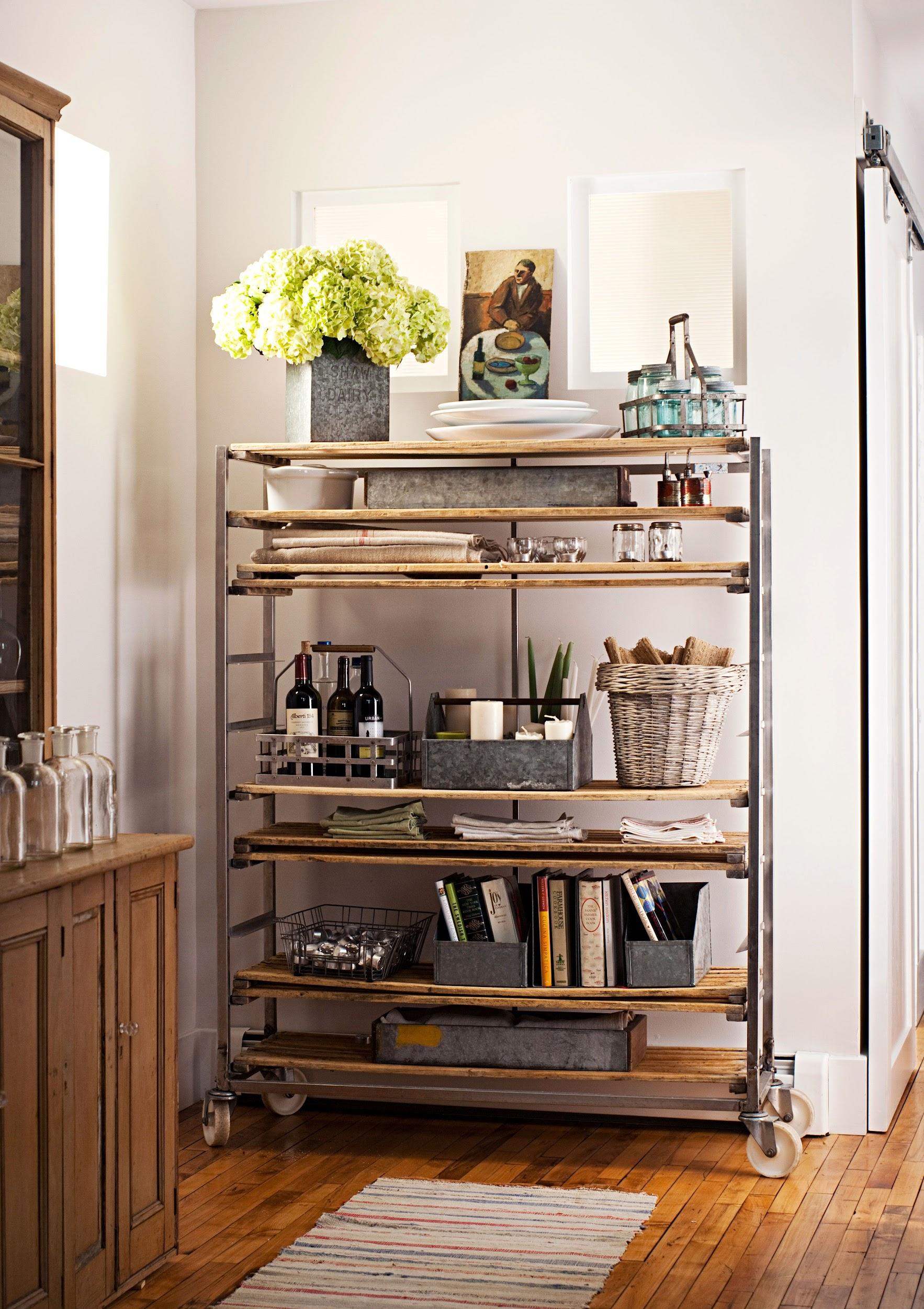 Layered shelving unit